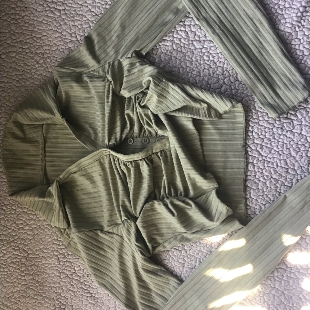 SHEIN Sage Green Ribbed Blouse
